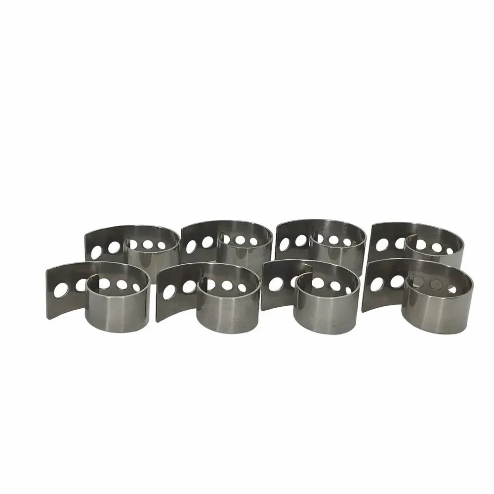 Silver Tone Set of  8  Napkin Rings Holders Curled with Punch Holes Modern Style